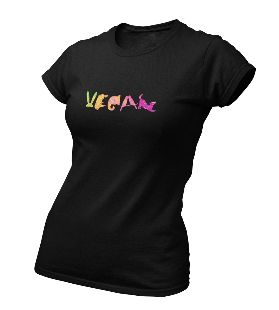 Vegan Animal Schrift - Damen T-Shirt Slim Fit