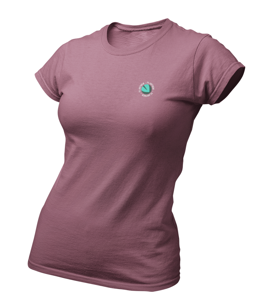 Plantnew Logo Single mit Rundschrift - Damen T-Shirt Slim Fit