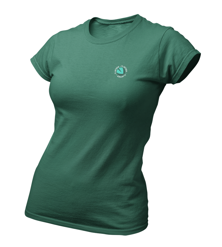 Plantnew Logo Single mit Rundschrift - Damen T-Shirt Slim Fit