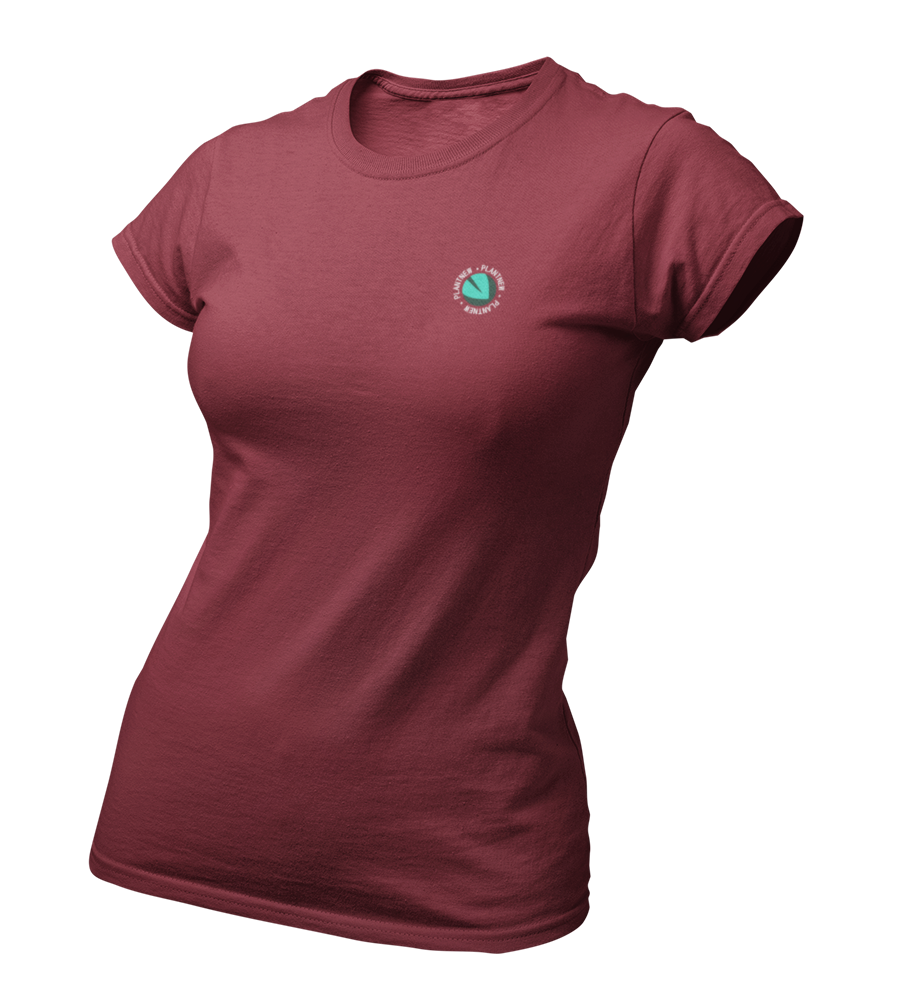 Plantnew Logo Single mit Rundschrift - Damen T-Shirt Slim Fit