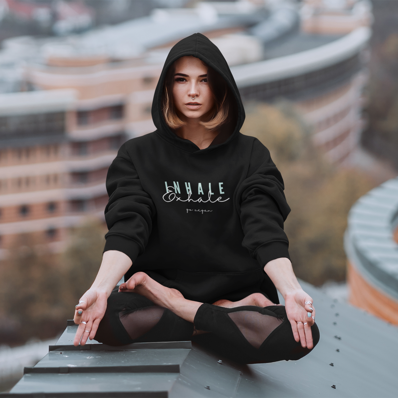 inhale exhale go vegan - Damen Hoodie