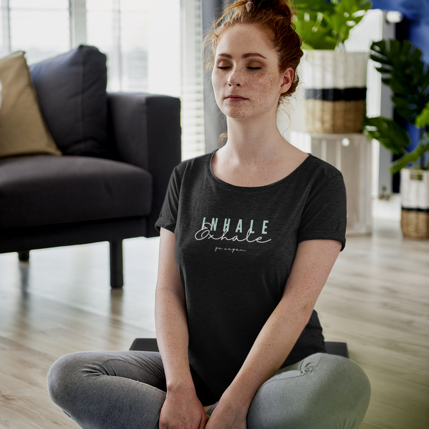 inhale exhale go vegan - Damen T-Shirt Slim Fit