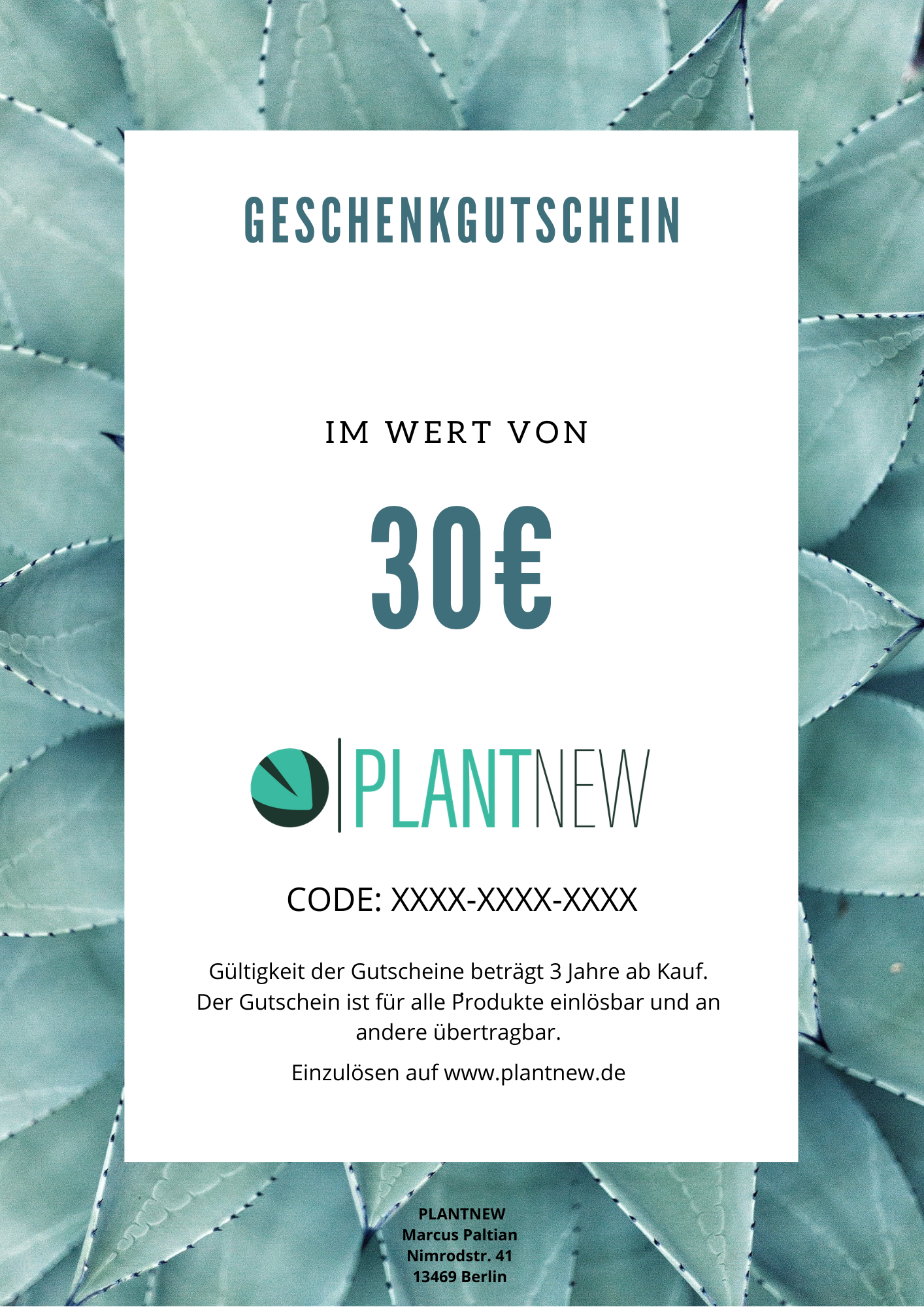 Plantnew-Geschenkgutschein