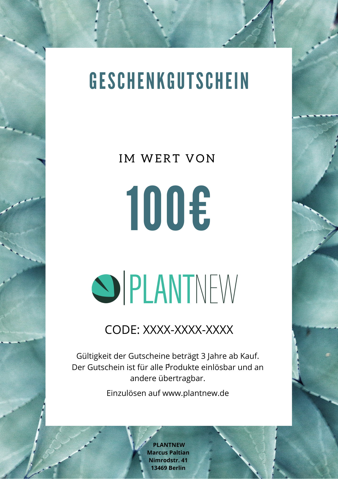 Plantnew-Geschenkgutschein