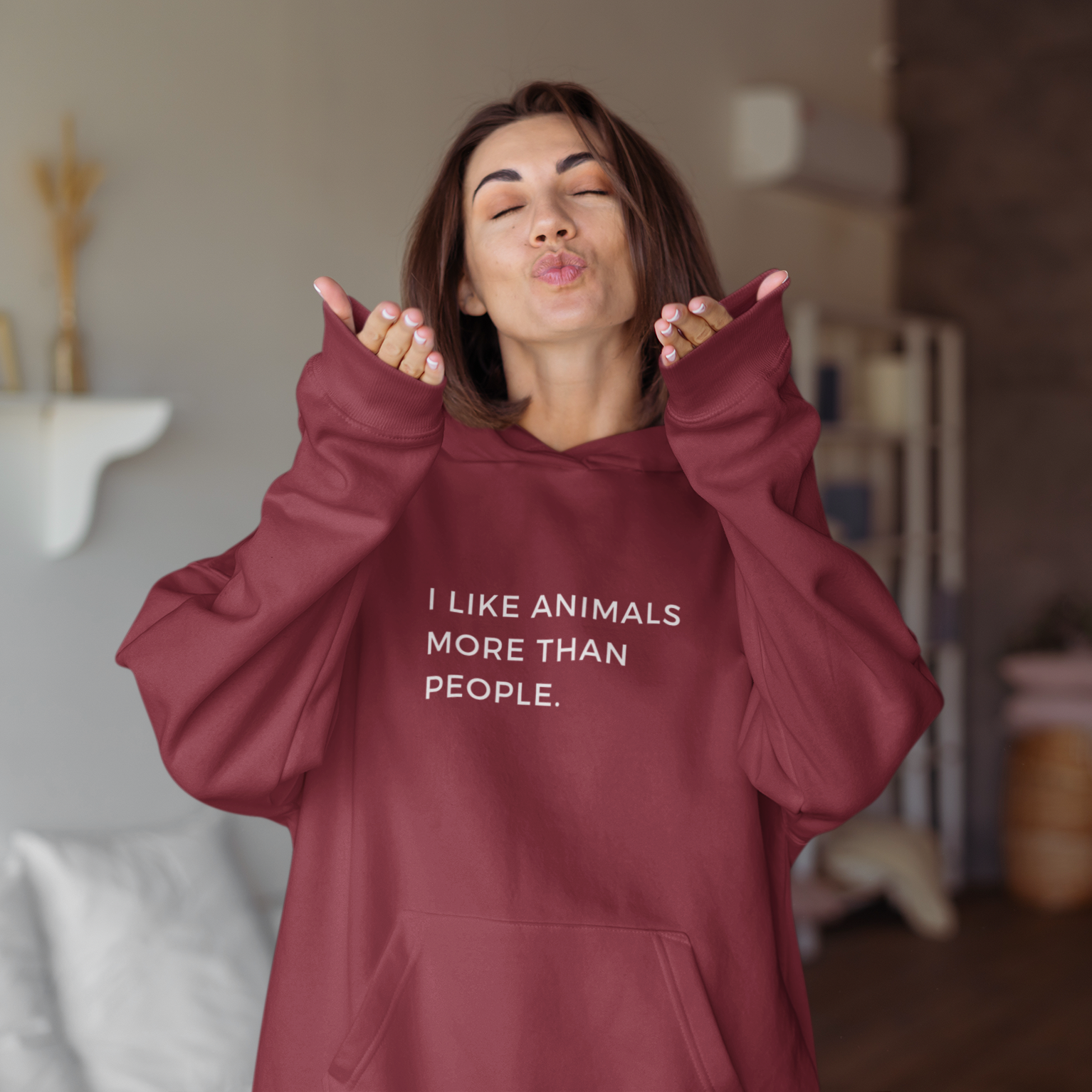 i like animals more than people - Damen Hoodie