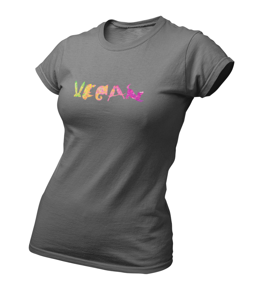 Vegan Animal Schrift - Damen T-Shirt Slim Fit