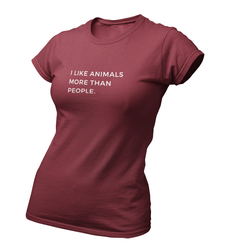 i like animals more than people - Damen T-Shirt Slim Fit