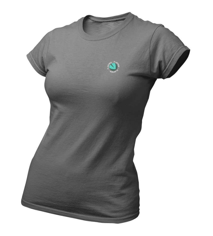 Plantnew Logo Single mit Rundschrift - Damen T-Shirt Slim Fit
