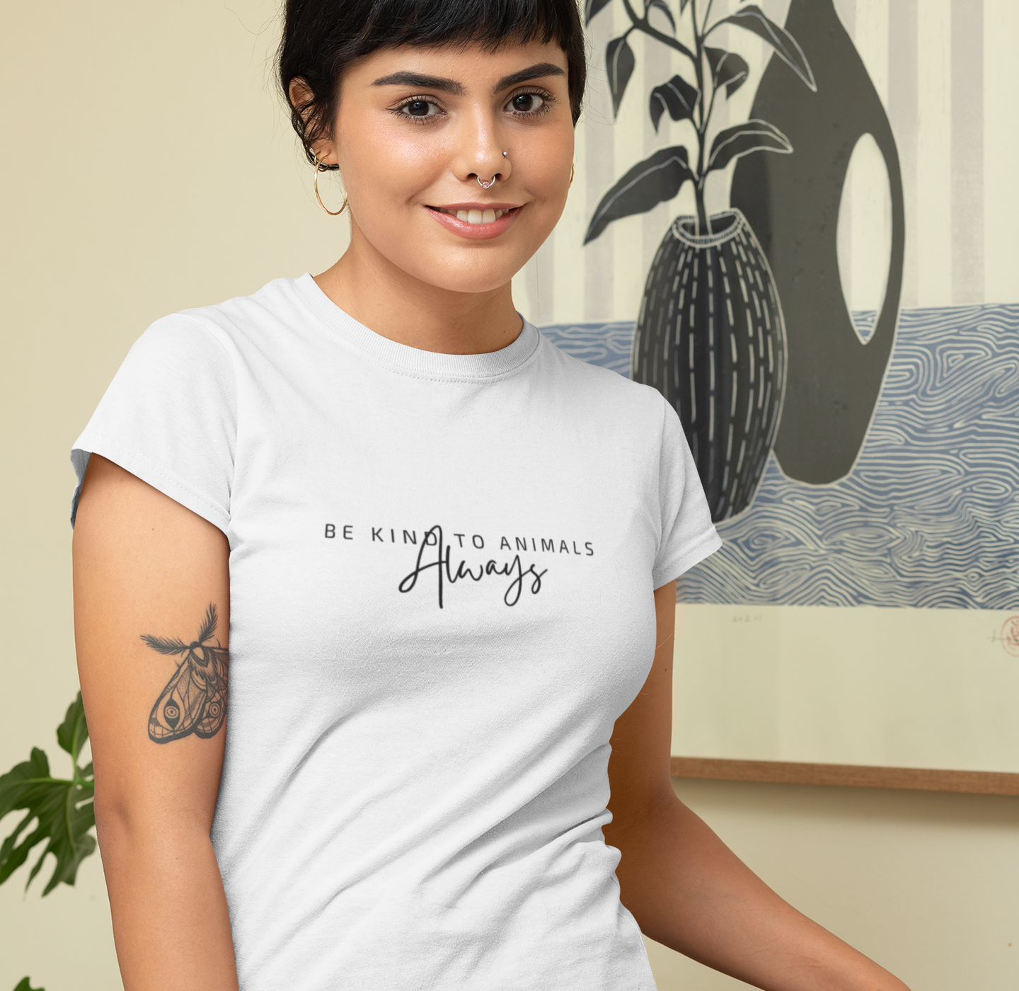 be kind to animals always - Damen T-Shirt Slim Fit