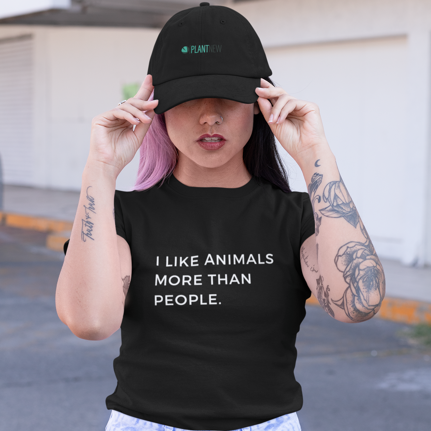 i like animals more than people - Damen T-Shirt Slim Fit